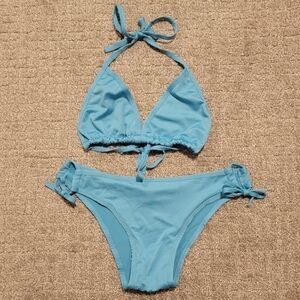 Blue self-tie bikini NWOT